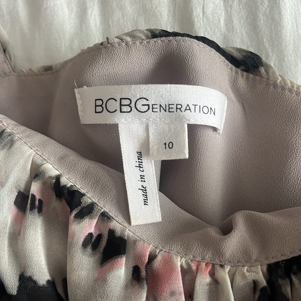 Bcbg Printed Grey Patterned Draped Mini Cocktail … - image 2